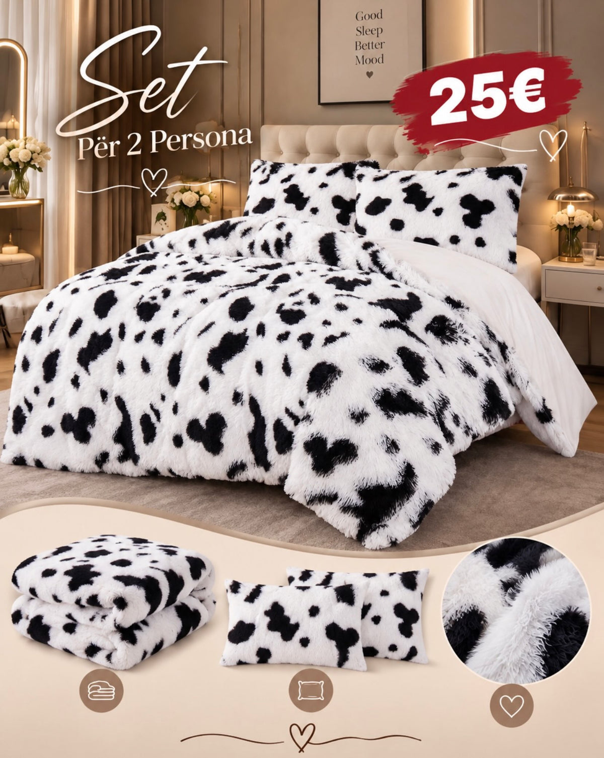 Set çarçafësh dopio prej pellushi